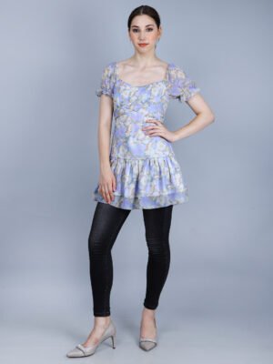 Printed Square Neck Mini Dress