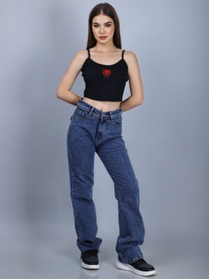 Crop T Shirt-Black Spider