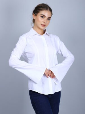 White Cotton Fitted Shirt