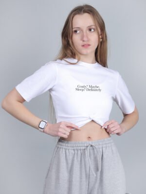 Front-Knot Graphic Crop Top