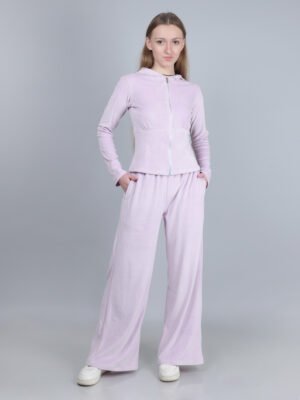 Set Of 2 Lavender zip up hoodie with wide leg pants