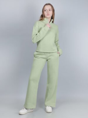 Set Of 2: Quarter-Zip Pullover And High-Waisted Wide-Leg Pants