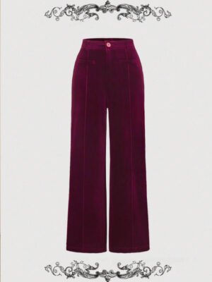 Red Velvet Straight Leg Pants